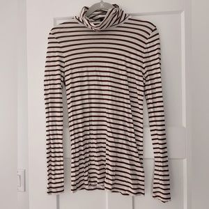 J. Crew turtleneck, striped (burgundy) long sleeve shirt.